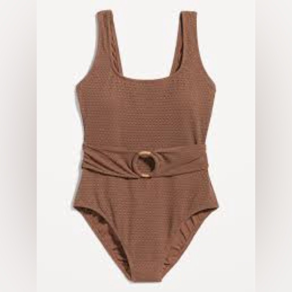 Old Navy belted crochet one-piece swimsuit. Brown size 2X